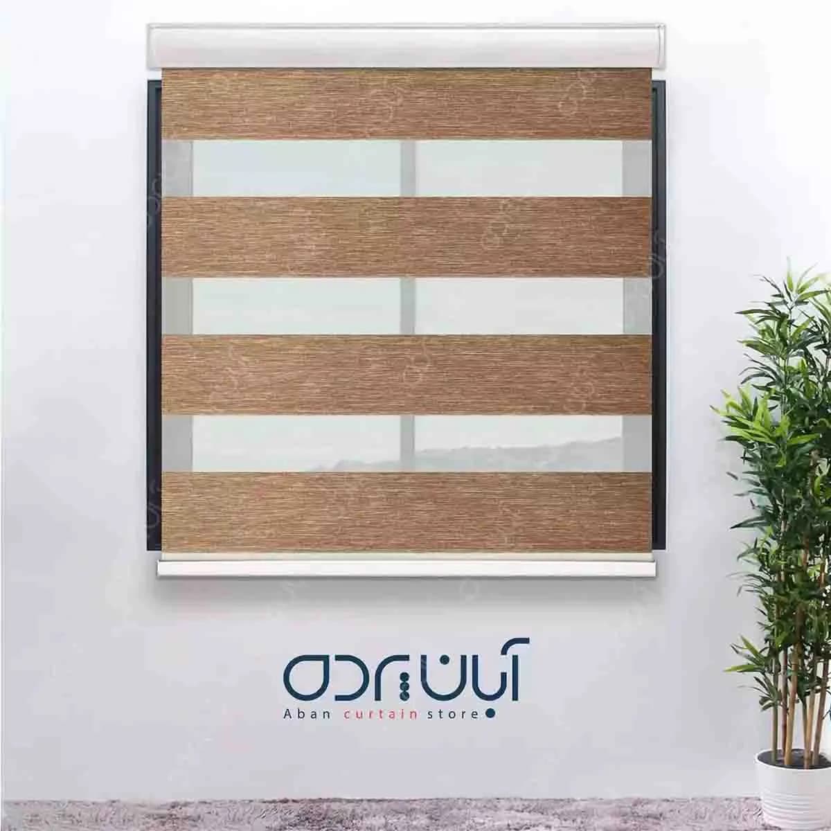 پرده زبرا عنابی طرح ابروبادی