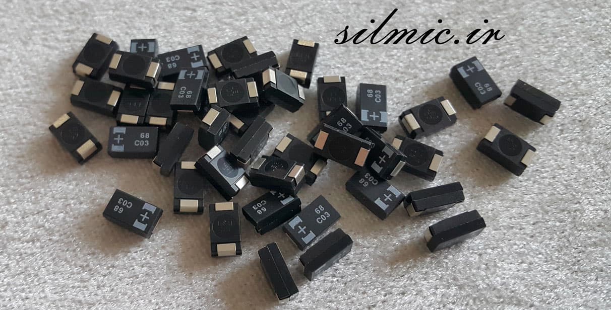خازن تانتالیوم 68 میکرو فاراد 16 ولت Very Low ESR ساخت SANYO سری TQC