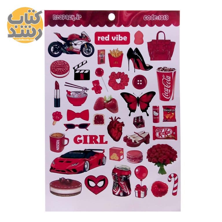 برچسب (استیکر) طرح red vibe کد 1013