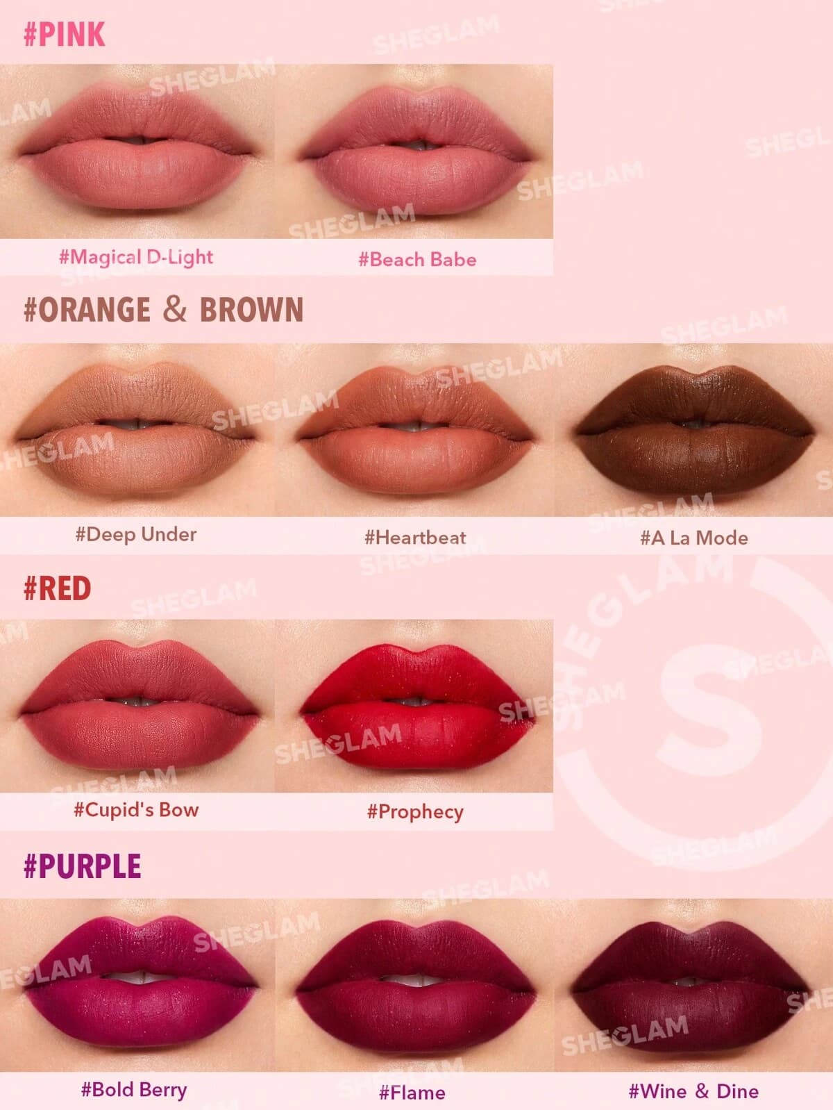رژ لب جامد مات و مخملی شیگلم مدل استارلایت ولوت Starlight Velvet Lipstick sheglam — تصویر ۵