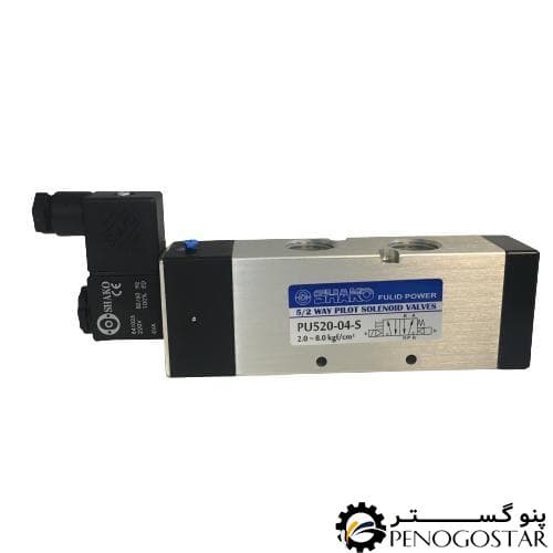 شیر برقی پنوماتیک 1/2*5/2 تک بوبین شاکو (SHAKO) PU520-04-S