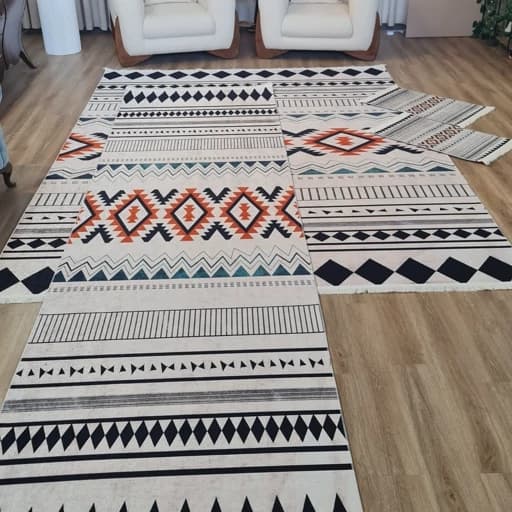 فرشینه مخمل ترک طرح مراکشی سرخپوستی کد U224(پس کرایه) — تصویر ۱۱