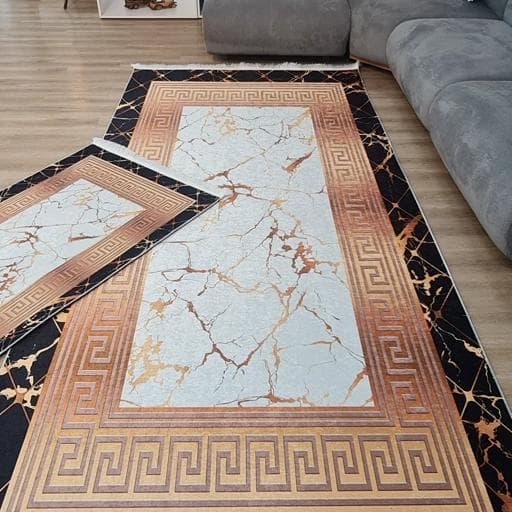 فرش چاپی فرشینه مخمل هازان ماربل ورساچه H253(پس کرایه) — تصویر ۴
