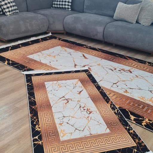 فرش چاپی فرشینه مخمل هازان ماربل ورساچه H253(پس کرایه) — تصویر ۳