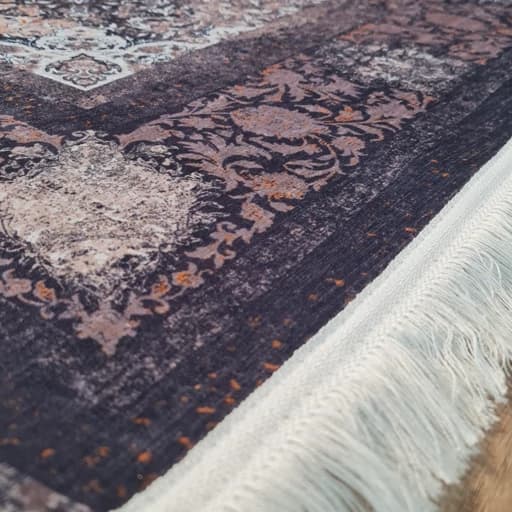 فرش چاپی فرشینه مخمل هازان زمینه تیره شکلاتی L521(پس کرایه) — تصویر ۸