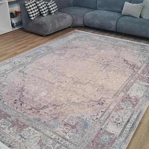 فرشینه وینتیج کهنه نما زمینه روشن L140(پس کرایه) — تصویر ۳