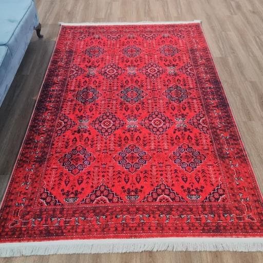 فرشینه مخمل هازان طرح پشتی لاکی قرمز سنتی u109(پس کرایه) — تصویر ۵