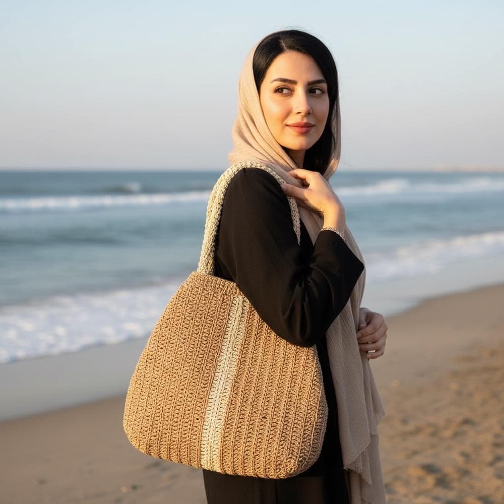 کیف زنانه رافیا دست بافت تیاناز