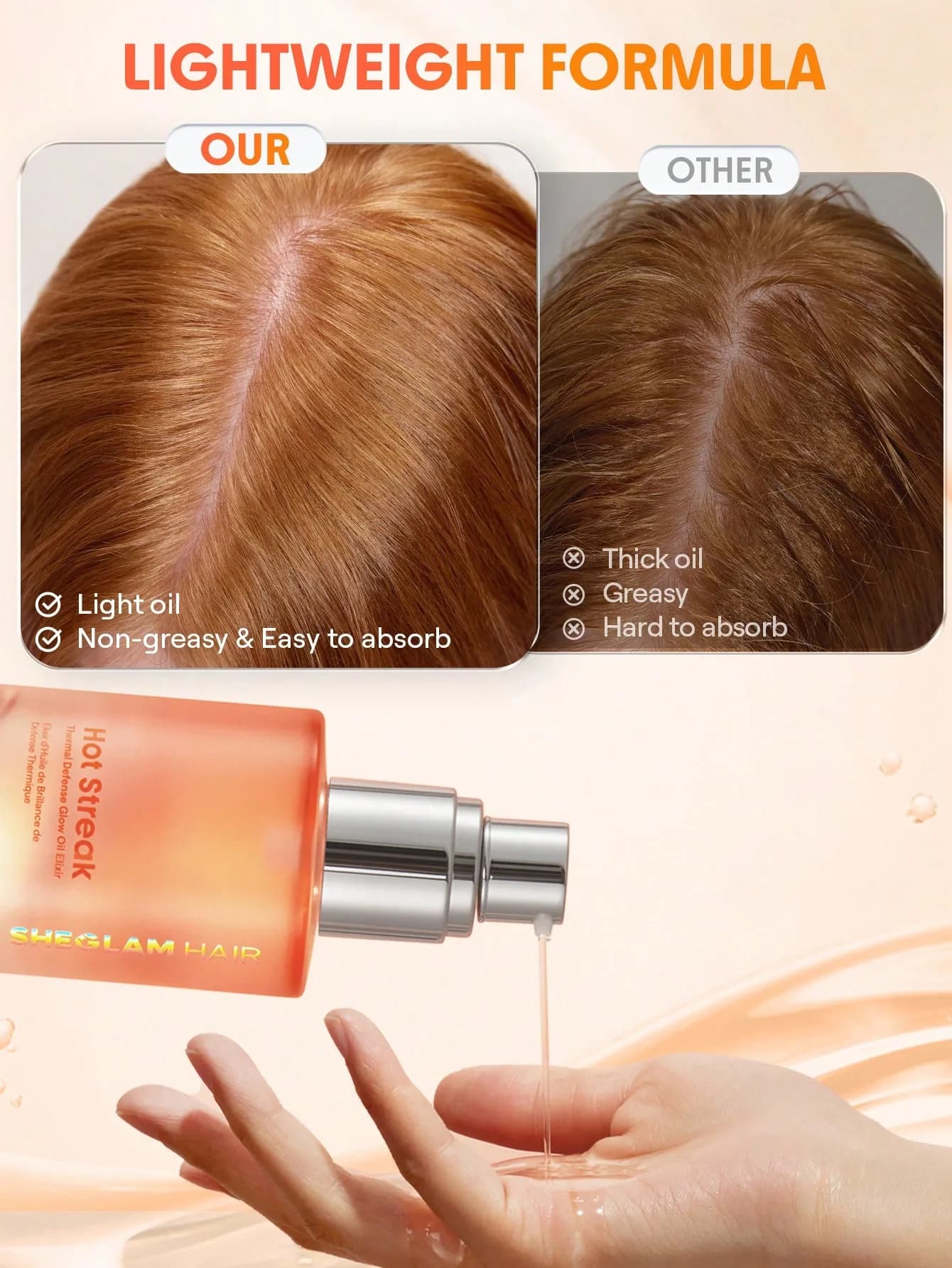روغن محافظ حرارتی و براق کننده مو شیگلم مدل Hot Streak Thermal Defense Glow Oil Elixir — تصویر ۹