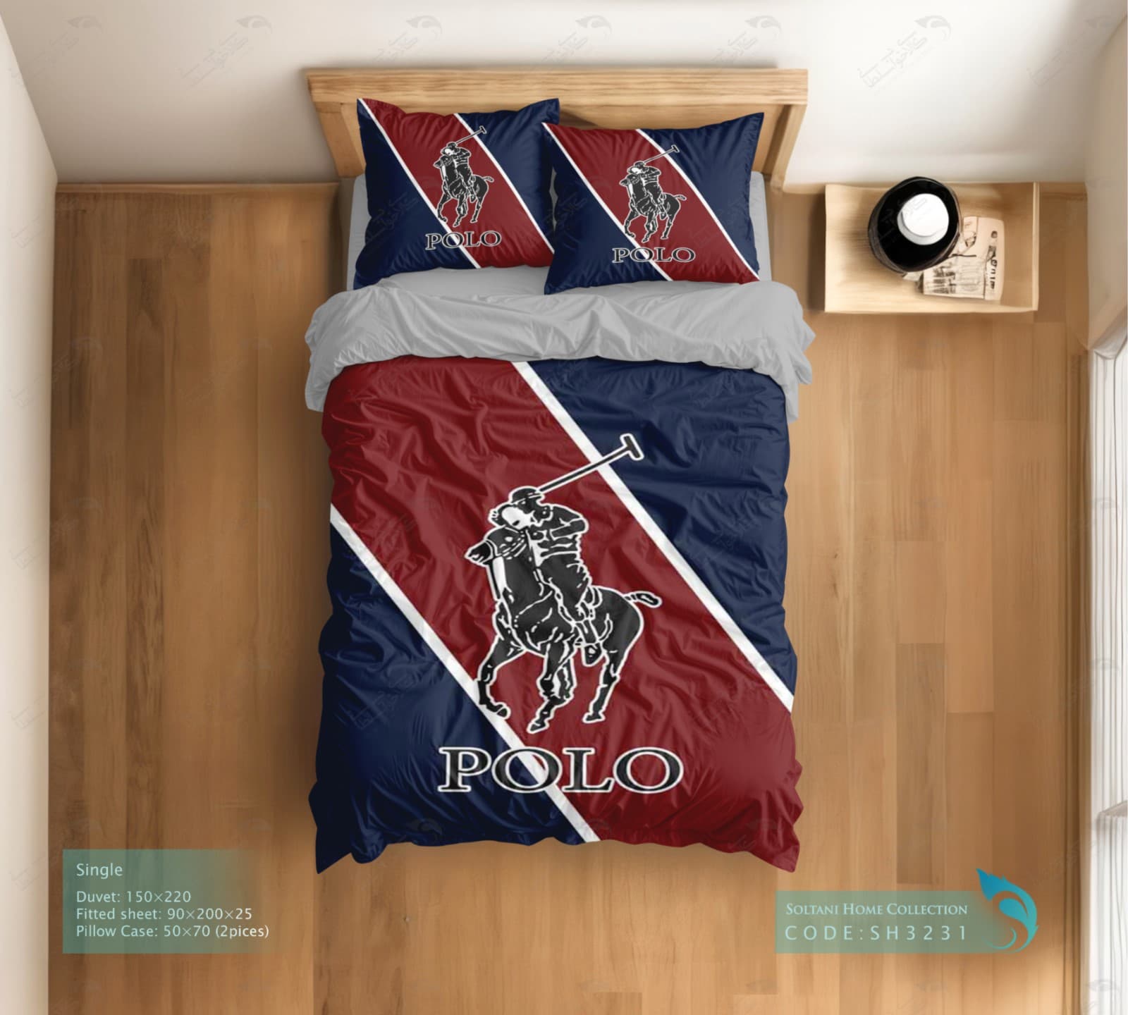 روتختی و ست کامل طرح پولو (polo) سایز یکنفره کد SH3231