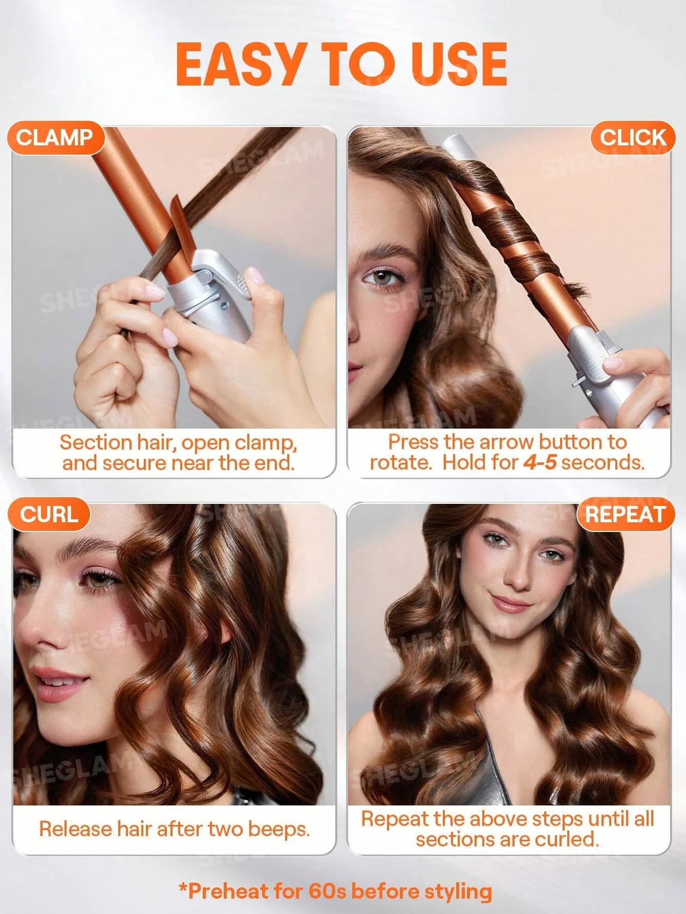 فر کننده چرخشی مو شیگلم مدل It-Curl Rotating Curling Iron سایز 25 میلی متر — تصویر ۷