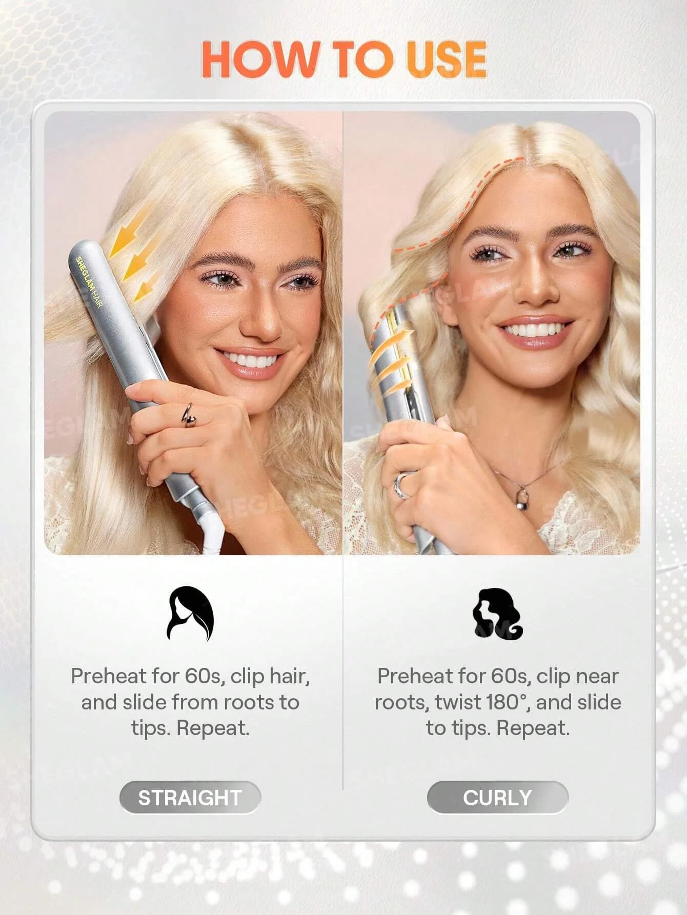 اتو مو صاف کننده شیگلم مدل Sleek Chic Insta-Heat Straight Styler سایز 25 میلی متر — تصویر ۷
