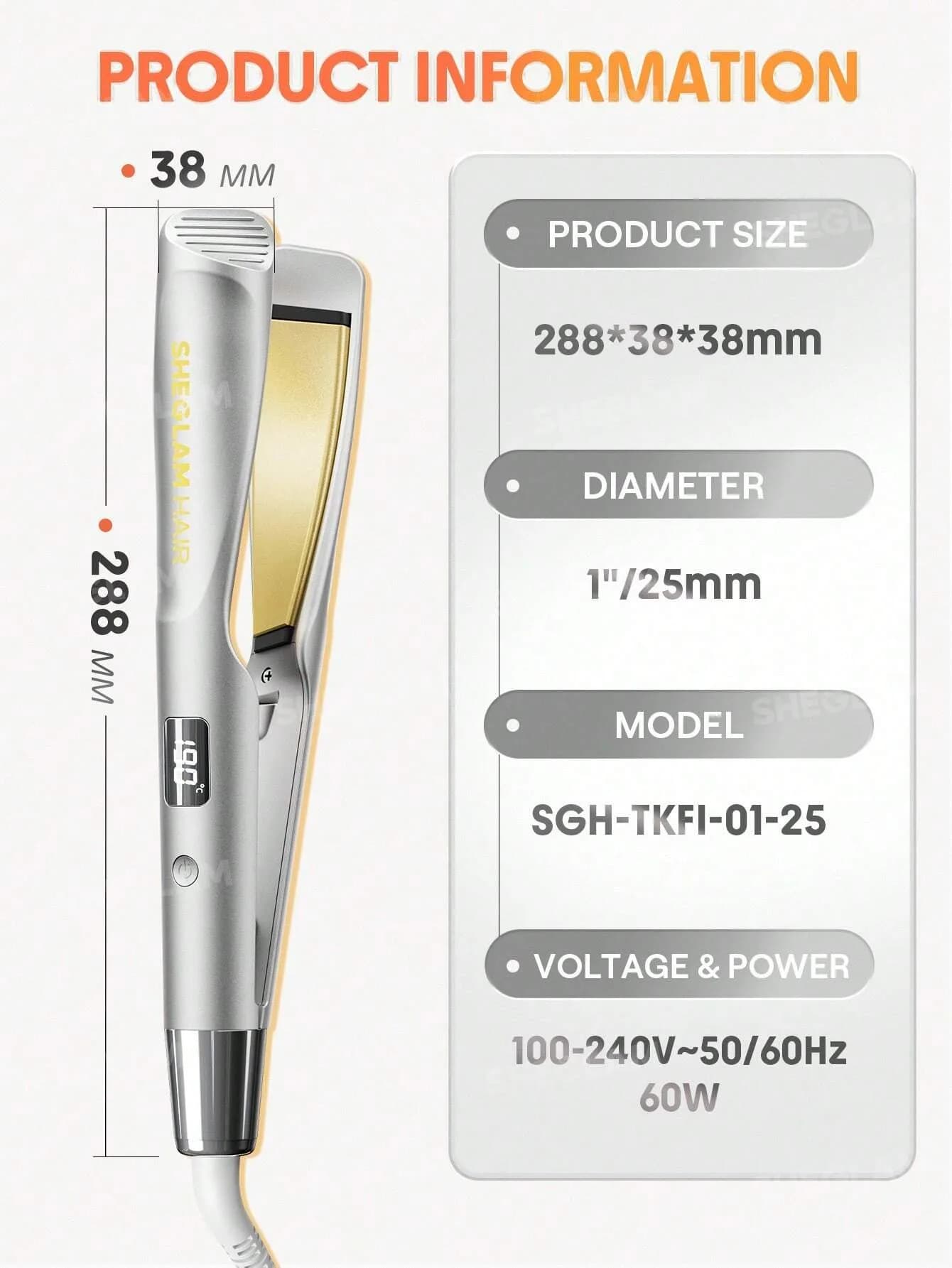 اتو مو و فر کننده شیگلم مدل Sleek Chic Twist Kiss Flat Iron سایز 25 میلی متر — تصویر ۶