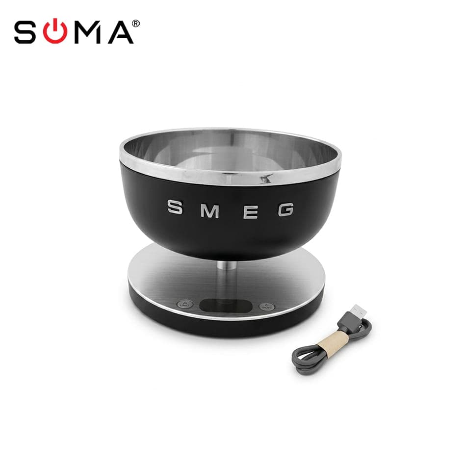 ترازو دیجیتال گرد اشپزخانه smeg شارژی مشکی «ارسال رایگان»