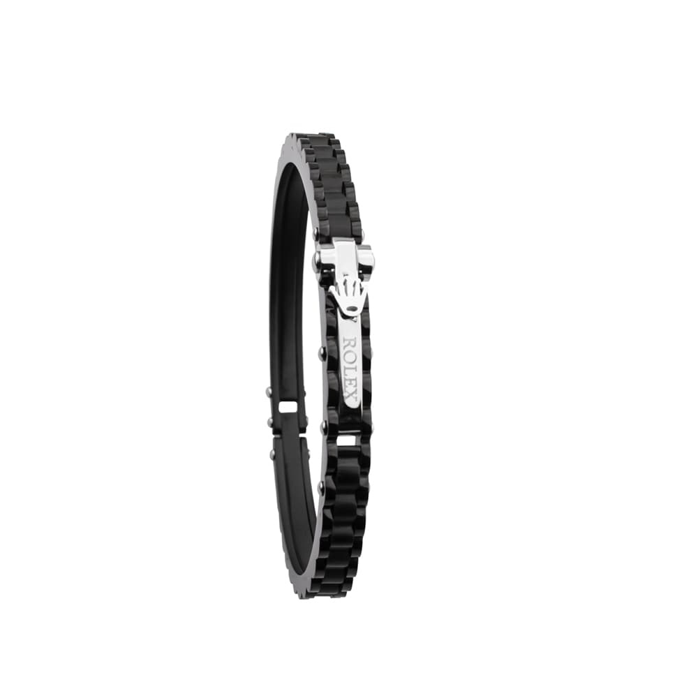 دستبند النگویی استیل اسپرت ROLEX با رنگ مشکی