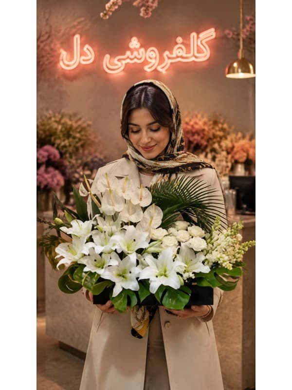 سبد گل نمایشگاه برای برند | سفارش سبد گل نمایشگاهی برند