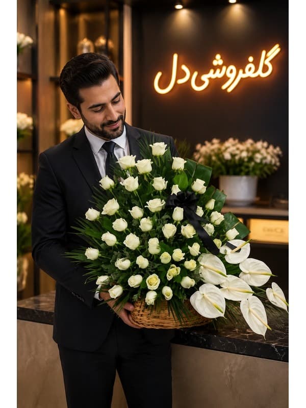 سبد گل نمایشگاه برای همایش | سفارش سبد گل همایشی و نمایشگاهی