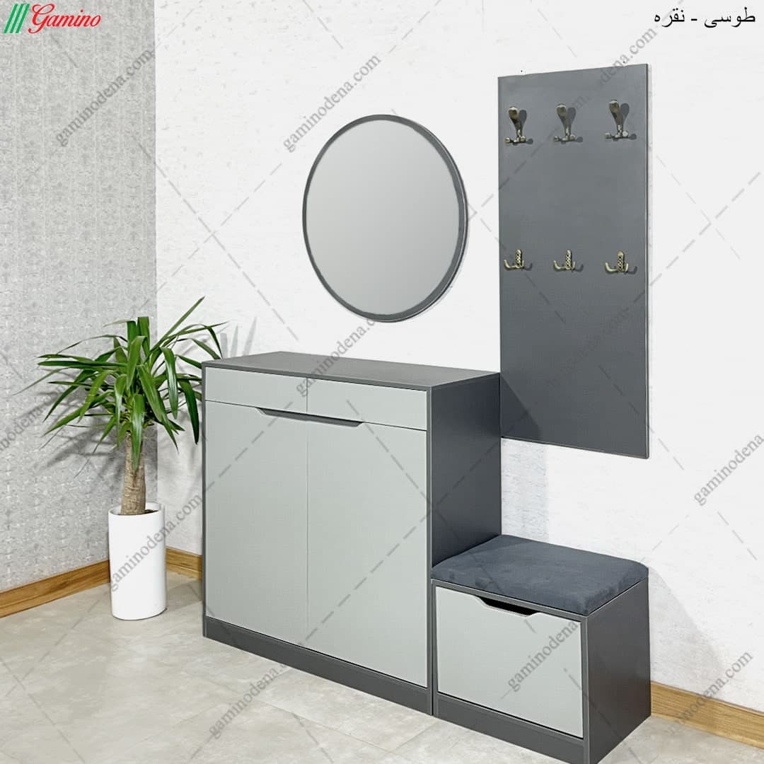 جاکفشی جالباسی دیواری آینه دار مرسده — تصویر ۳