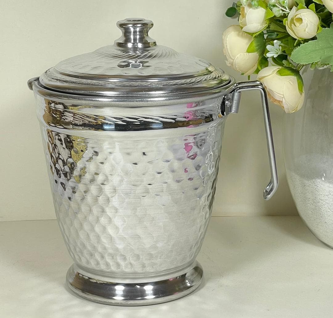 پارچ چکشی درب دار سایز 3 طرح استیل مهروز (1) ارسال نیمه رایگان