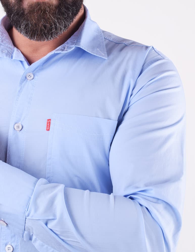 پيراهن کتان آستين بلند قواره دار آبی — تصویر ۴