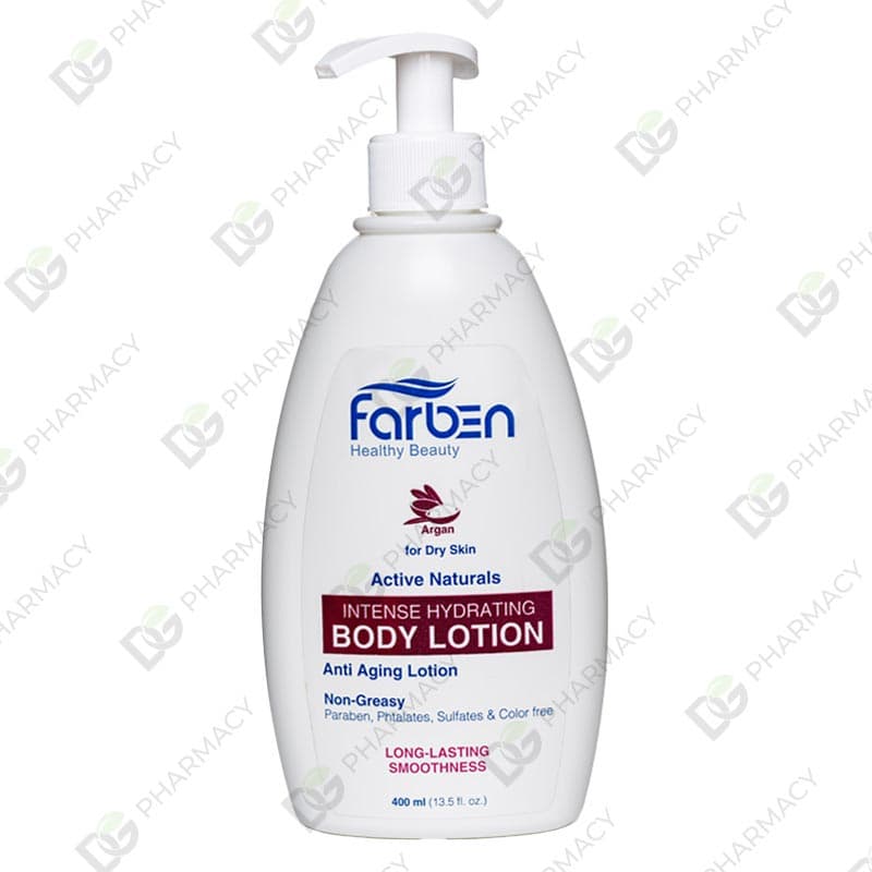 لوسیون آبرسان قوی بدن فاربن حاوی روغن آرگان حجم 400 میل | Farben Intense Hydrating Body Lotion With Argan Oil 400ml