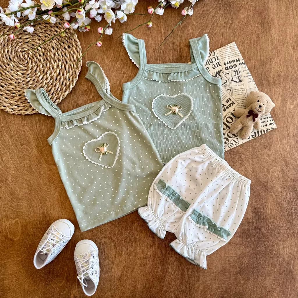 تاپ شورت پرنسس (سبز و سفید) سایز ۱ تا ۴ کد ۵۸۷۳