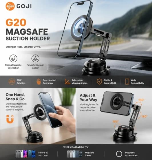 هولدر وکیومی مگنتی گوجی GOJI Magnetic Phone Stand G20 — تصویر ۲