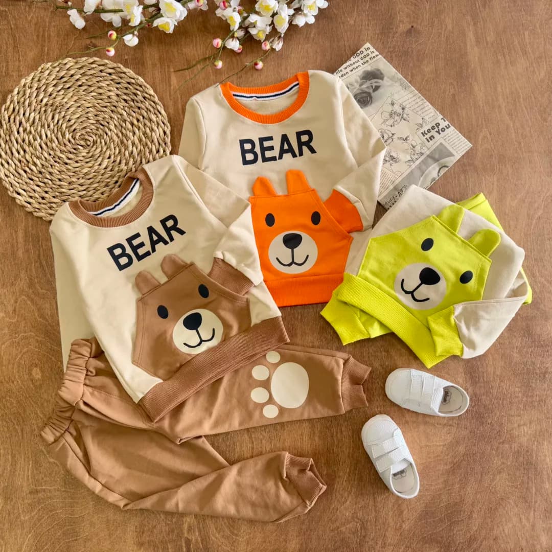 بلوز شلوار خرس جیب گوش دار Bear سایز 35،40 کد 5750 — تصویر ۲