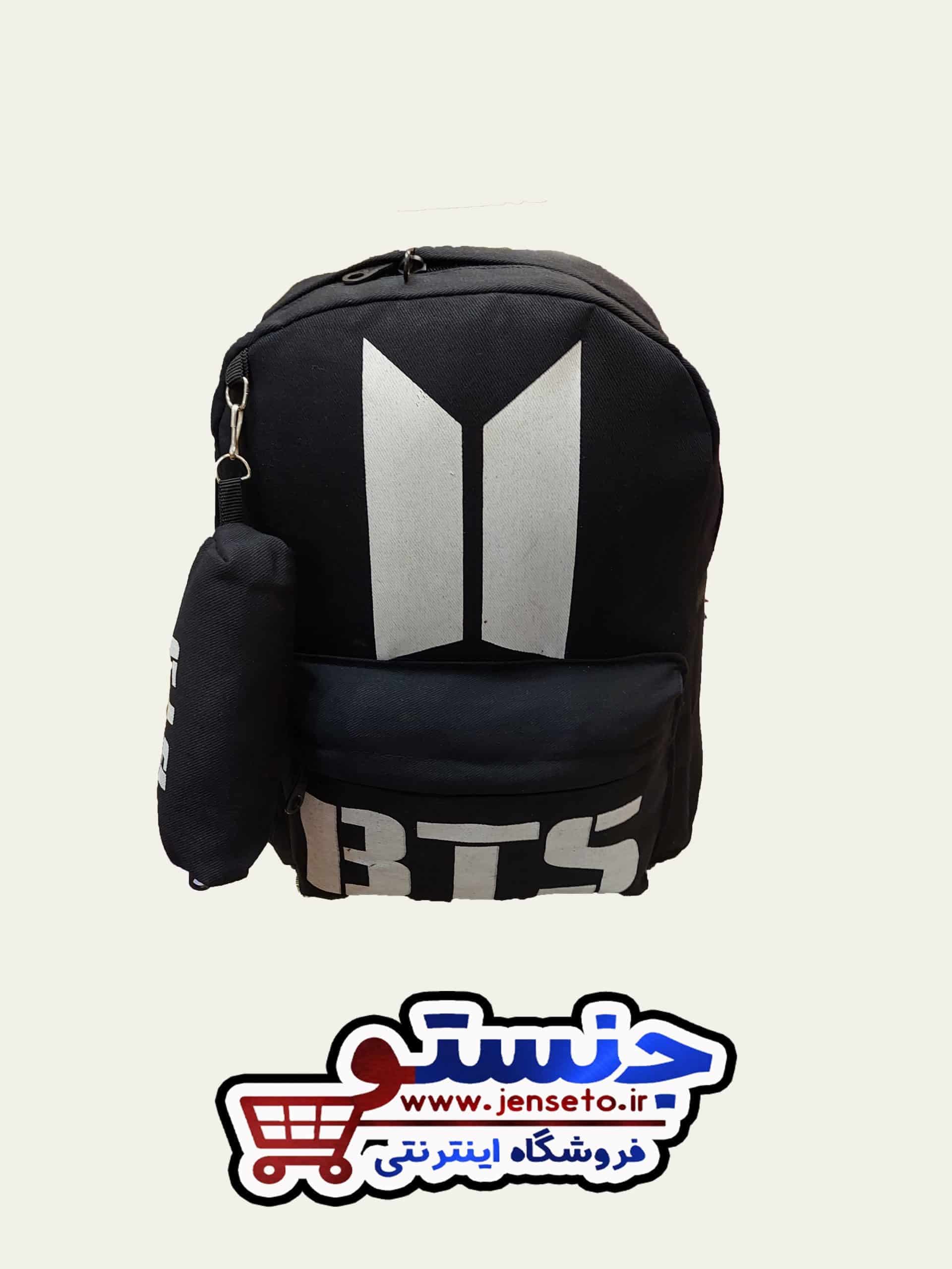 کیف مدرسه بی تی اس جا مدادی دار کتان (کوله پشتی BTS) کد 11460 — تصویر ۳