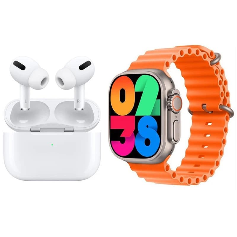 پک ساعت هوشمند و ایرپاد KEQIWEAR مدل KW56 ULTRA 3 با 7 مدل بند و قابلیت اتصال به گوشی — تصویر ۶