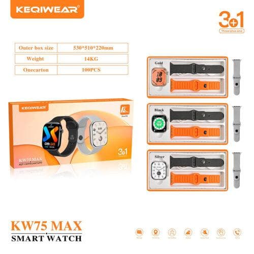 ساعت هوشمند KEQIWEAR مدل KW75 MAX با 3 مدل بند و قابلیت اتصال به گوشی