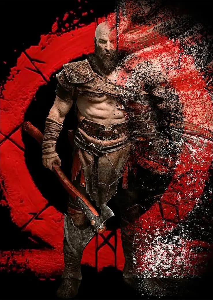متال پوستر بازی God Of War طرح کریتوس کد N001 — تصویر ۲