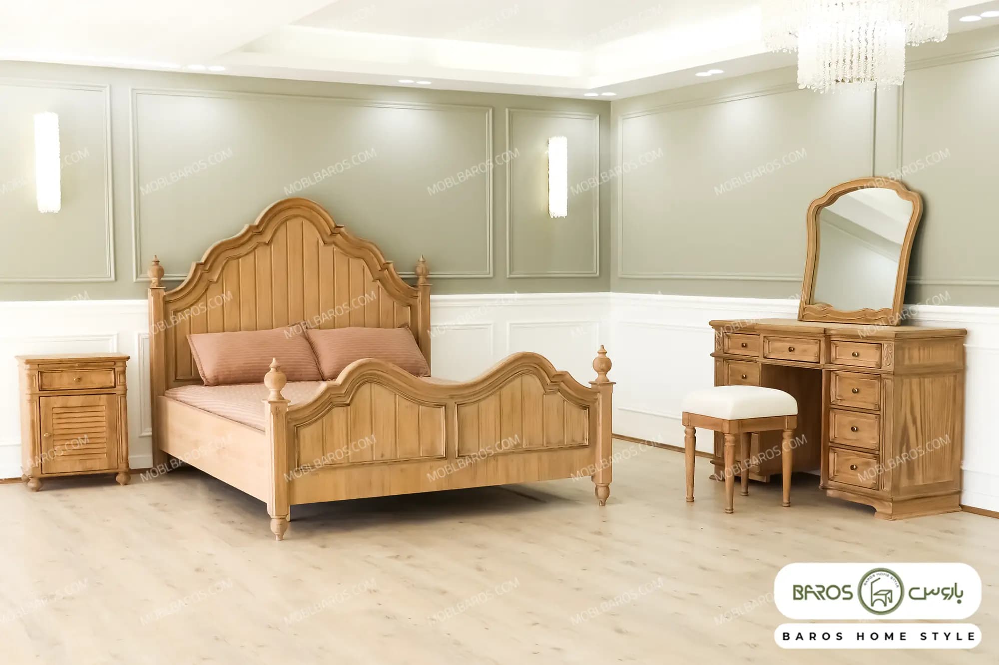 سرویس خواب دو نفره چوبی پانیذ کد ۸