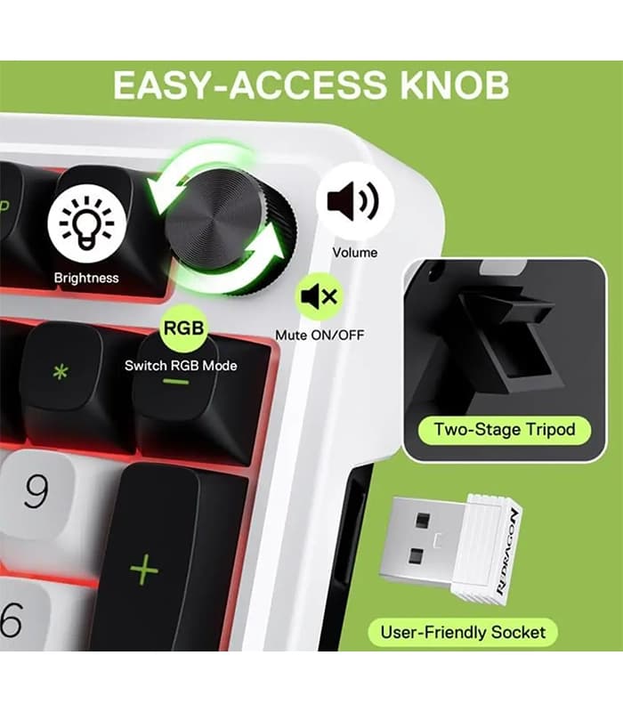 کیبورد بیسیم/باسیم مخصوص بازی ردراگون مدل EISA MAX K686 WBG PRO — تصویر ۵