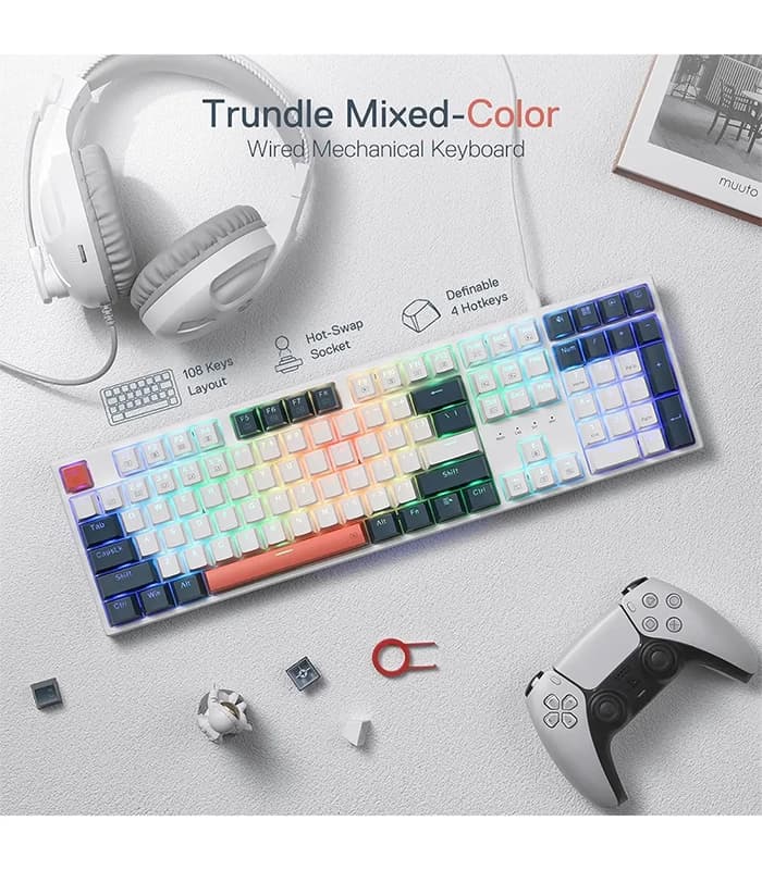 کیبورد باسیم مخصوص بازی ردراگون مدل Trundle K668 WBO RGB — تصویر ۳