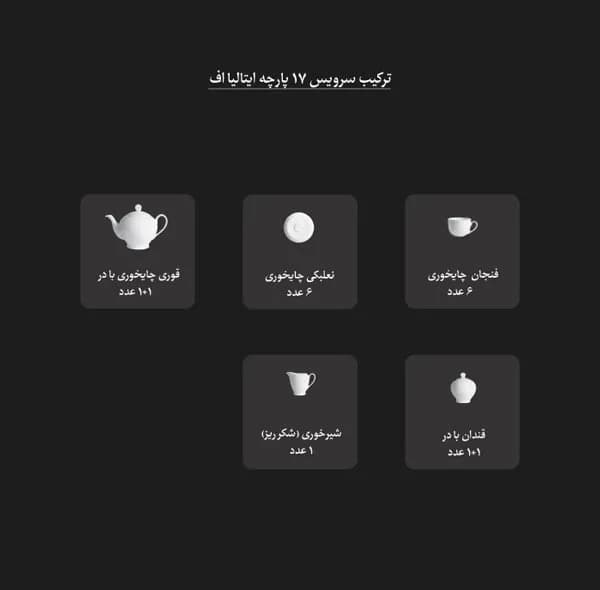 سرویس چای خوری 17 پارچه چینی زرین ایران سری ایتالیا اف مدل فلورانس درجه سه — تصویر ۴