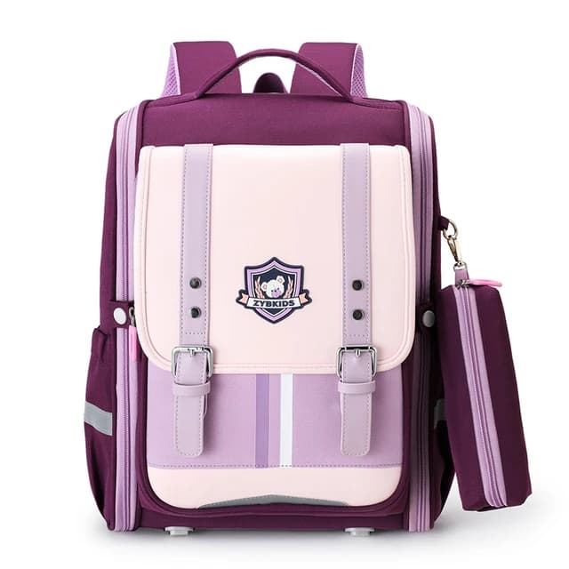 کوله پشتی صندوقی دخترانه و پسرانه قفل کمربندی فانتزی خارجی وارداتی جامدادی دار (کیف مدرسه) zynkids کد 995 — تصویر ۴