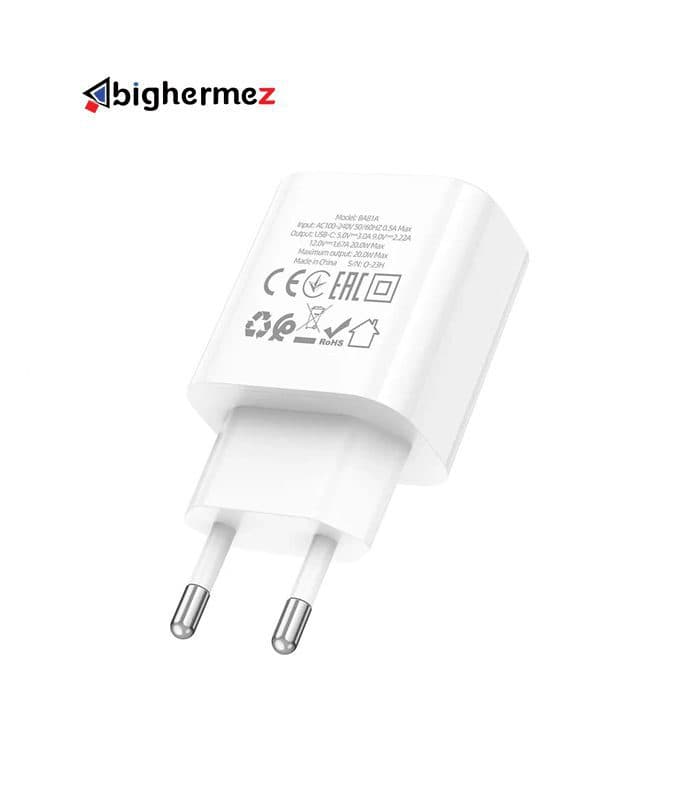 شارژر دیواری PD 20W به همراه کابل شارژ لایتنینگ بروفون مدل BA81A — تصویر ۴