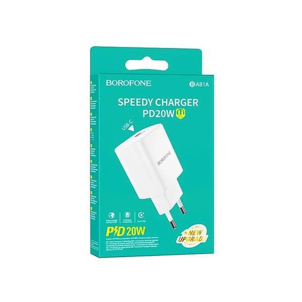 شارژر دیواری PD 20W به همراه کابل شارژ لایتنینگ بروفون مدل BA81A — تصویر ۸