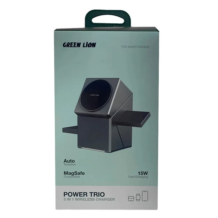 شارژر بیسیم مغناطیسی Green Lion 3 in 1 — تصویر ۳