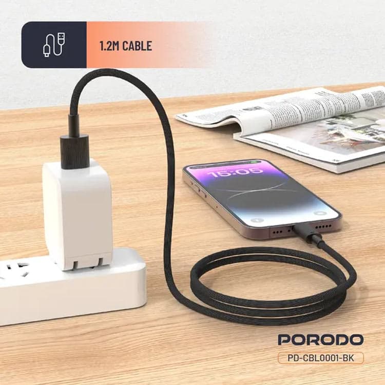 کابل شارژ و دیتا type c فست 1.2متری پرودو Porodo Cbl0001 — تصویر ۴