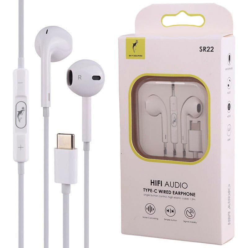 هدفون سیمدار میکروفن دار سوکت Type C Sky dolphin SR22