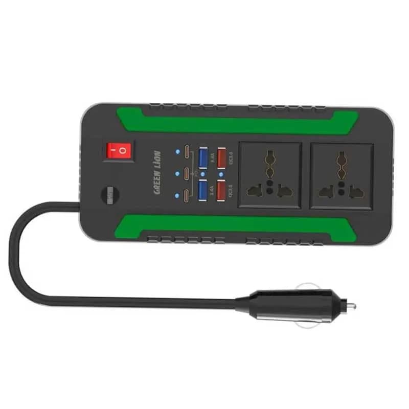 اینورتر و شارژر فندکی فست شارژ ماشین دو سوکت 300 وات گرین GNSPI300WAT — تصویر ۲