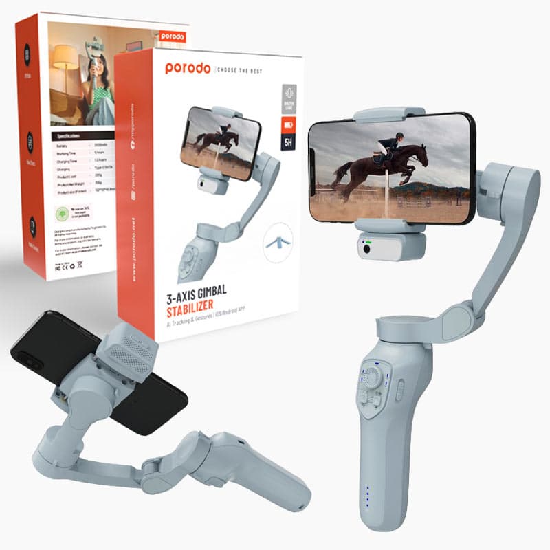گیمبال و استابلایزر 3محوره هوشمند پرودو مدل Porodo 3-Axis Gimbal Pd-aitgm