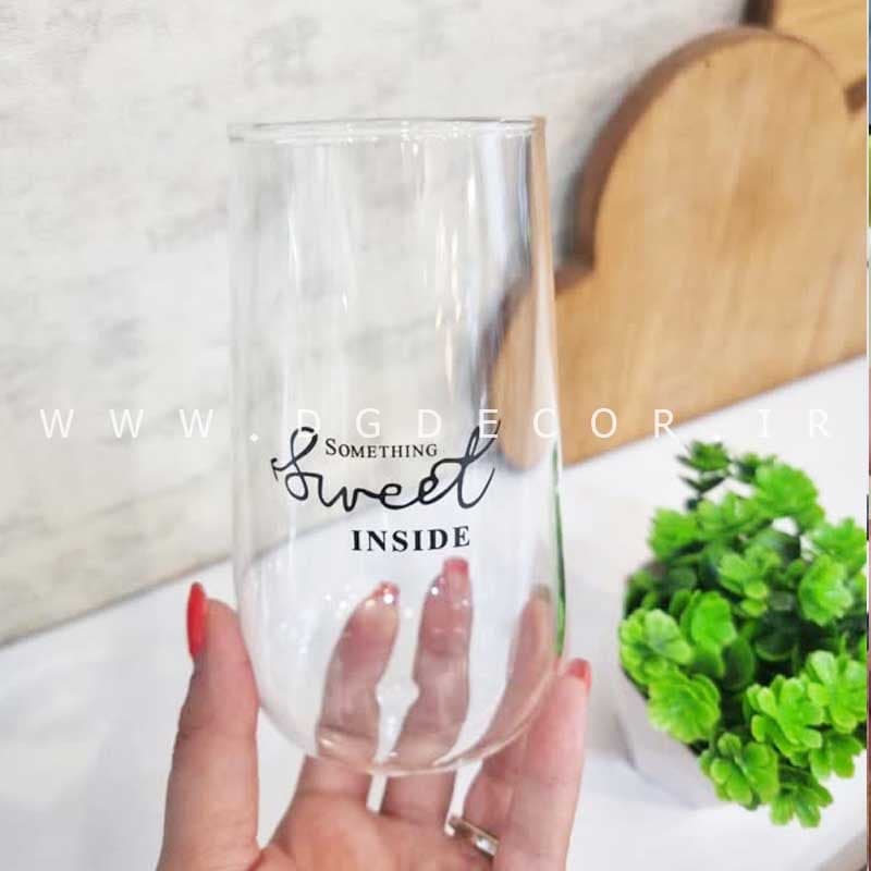 لیوان اسموتی شیشه ای طرح تکست