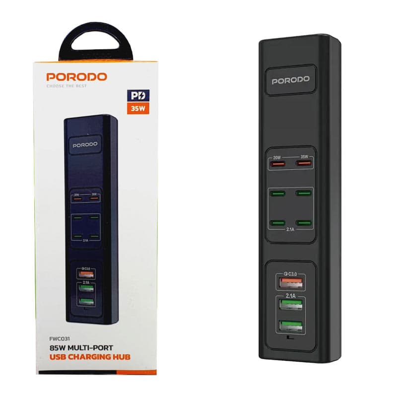 هاب شارژ چند پورت 85W پرودو مدلPorodo Usb Charging hub FWC031