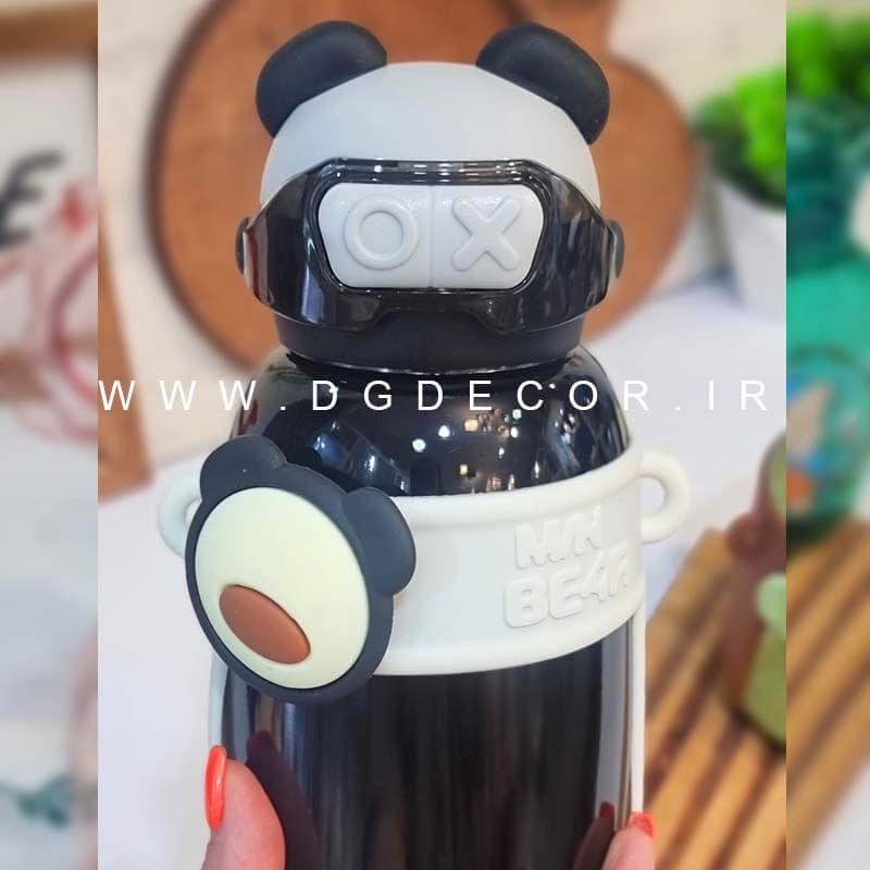 تراول ماگ کاور دار استیل 316 طرح خرسی استیکر دار — تصویر ۶