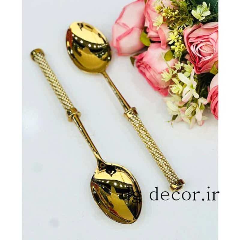 قاشق آجیل خوری دسته نگین دار وارداتی رنگ ثابت