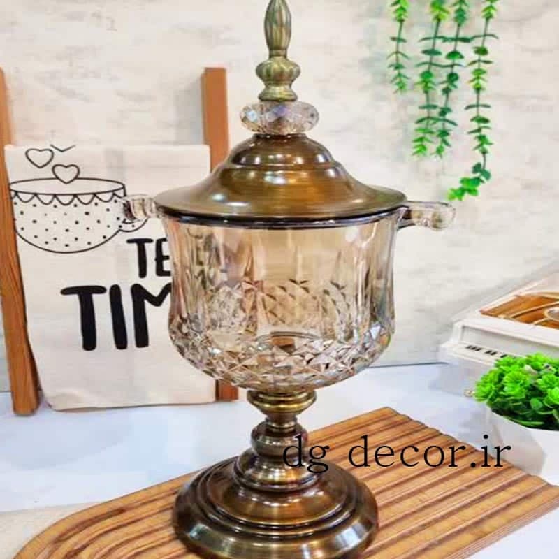 شکلات خوری بزرگ کریستال برنزی وارداتی