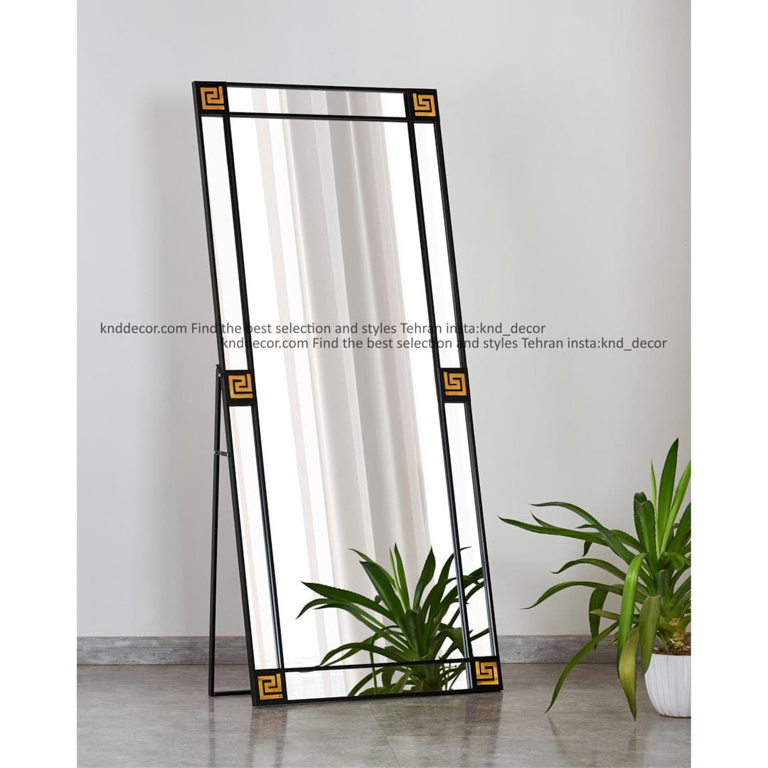 آینه قدی دکوراتیو فلزی مشکی مدل تلفن پایه دار ورساچ با ابعاد 80*180 کد MR135